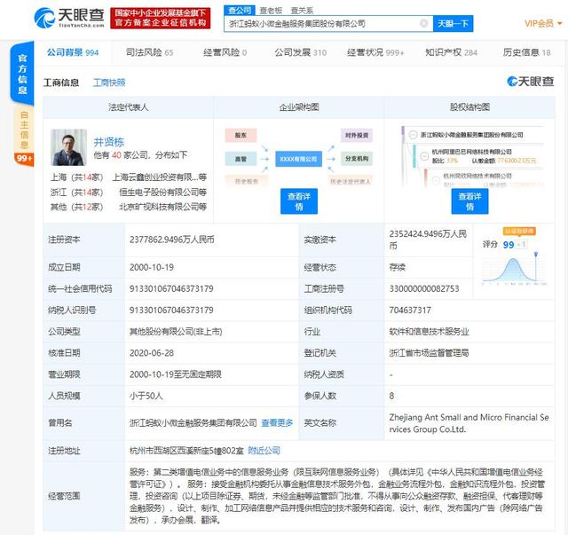 螞蟻集團注冊資本增加2.55億元，機構委托服務布局加速
